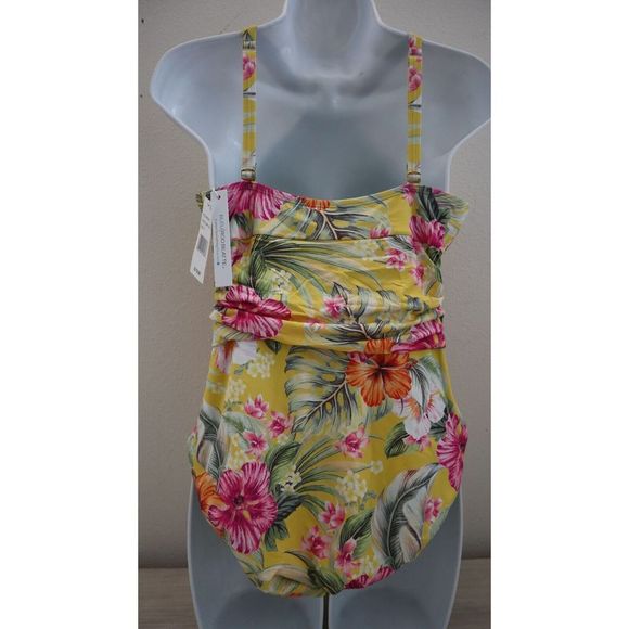Bleu Rod Beattie Sz 12 Canary Gold Paradiso High Neck One-Piece Swimsuit $119 - Picture 9 of 13